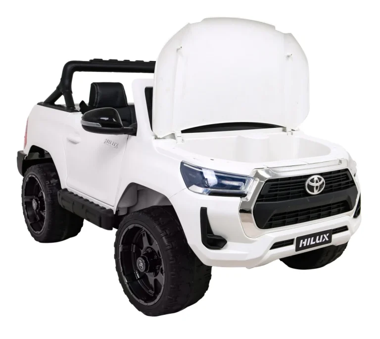 Toyota Hilux Dječji Autosjedalica Na Baterije, Bijeli Pick Up + 4x4 Pogon + Daljinski Upravljač + 2 Nosača, Bijela 13