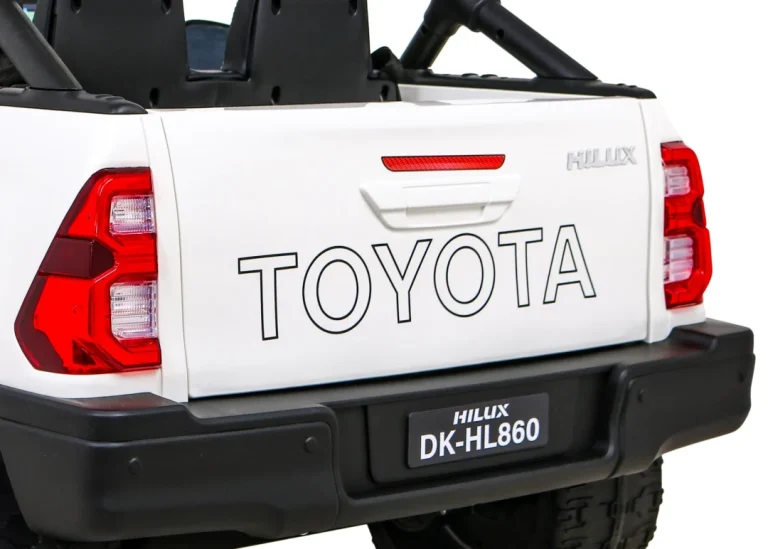 Toyota Hilux Dječji Autosjedalica Na Baterije, Bijeli Pick Up + 4x4 Pogon + Daljinski Upravljač + 2 Nosača, Bijela 15