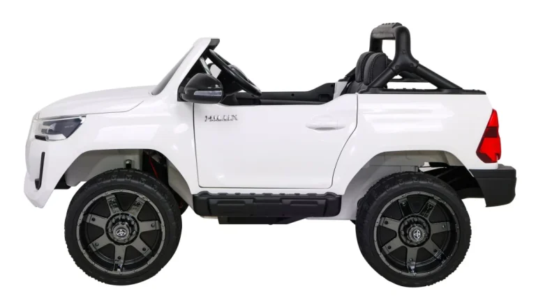 Toyota Hilux Dječji Autosjedalica Na Baterije, Bijeli Pick Up + 4x4 Pogon + Daljinski Upravljač + 2 Nosača, Bijela 3