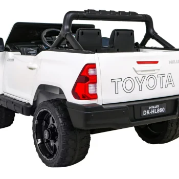 Toyota Hilux Dječji Autosjedalica Na Baterije, Bijeli Pick Up + 4x4 Pogon + Daljinski Upravljač + 2 Nosača, Bijela 4