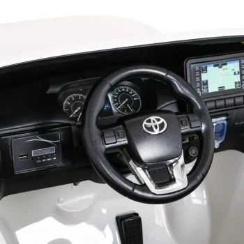 Toyota Hilux Dječji Autosjedalica Na Baterije, Bijeli Pick Up + 4x4 Pogon + Daljinski Upravljač + 2 Nosača, Bijela 6