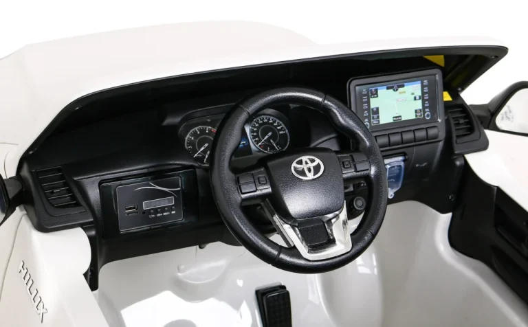 Toyota Hilux Dječji Autosjedalica Na Baterije, Bijeli Pick Up + 4x4 Pogon + Daljinski Upravljač + 2 Nosača, Bijela 6