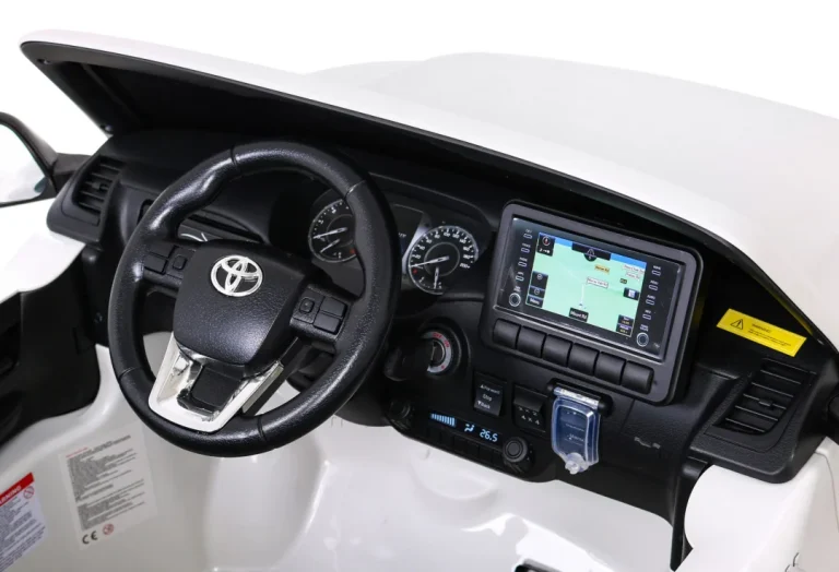 Toyota Hilux Dječji Autosjedalica Na Baterije, Bijeli Pick Up + 4x4 Pogon + Daljinski Upravljač + 2 Nosača, Bijela 7