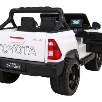 Toyota Hilux Dječji Autosjedalica Na Baterije, Bijeli Pick Up + 4x4 Pogon + Daljinski Upravljač + 2 Nosača, Bijela 9
