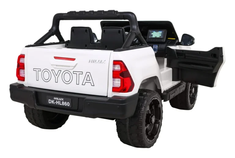 Toyota Hilux Dječji Autosjedalica Na Baterije, Bijeli Pick Up + 4x4 Pogon + Daljinski Upravljač + 2 Nosača, Bijela 9