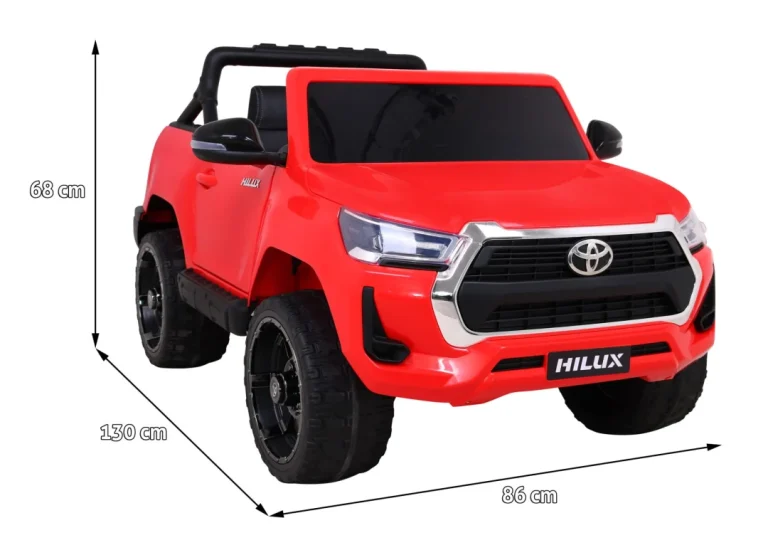 Toyota Hilux Dječji Crveni Kamionet Na Baterije + 4x4 Pogon + Daljinski Upravljač, Crvena 11