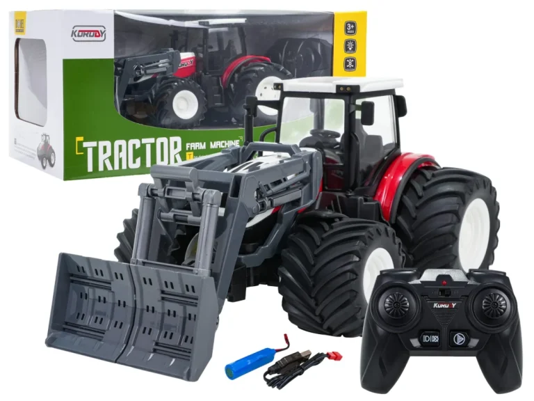 Traktor + Buldožer R/c 1:24 Crveni 1