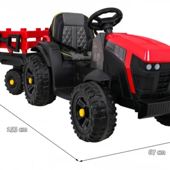 Traktor Titanium S Prikolicom Crveni 12v 2