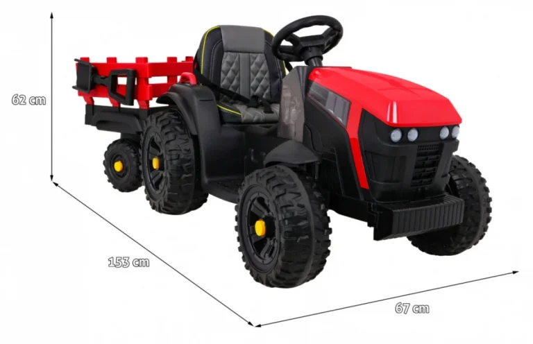 Traktor Titanium S Prikolicom Crveni 12v 2