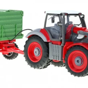 Traktor S Bagerom I Prikolicom Za Djecu 3+ Daljinski Upravljano + Pokretni Dijelovi Crvena I Zelena 3