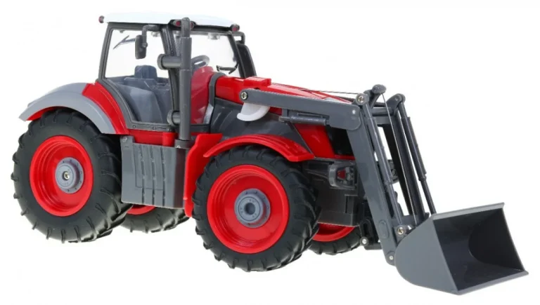 Traktor S Bagerom I Prikolicom Za Djecu 3+ Daljinski Upravljano + Pokretni Dijelovi Crvena I Zelena 8