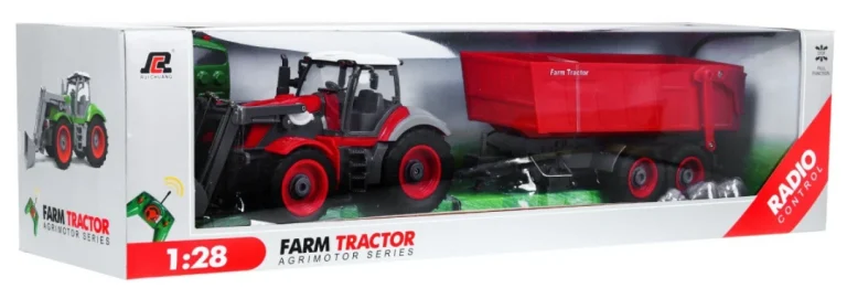 Traktor S Bagerom I Prikolicom Za Djecu 3+ Daljinski Upravljano + Pokretni Dijelovi Crveni 10