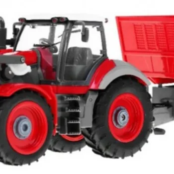 Traktor S Bagerom I Prikolicom Za Djecu 3+ Daljinski Upravljano + Pokretni Dijelovi Crveni 2