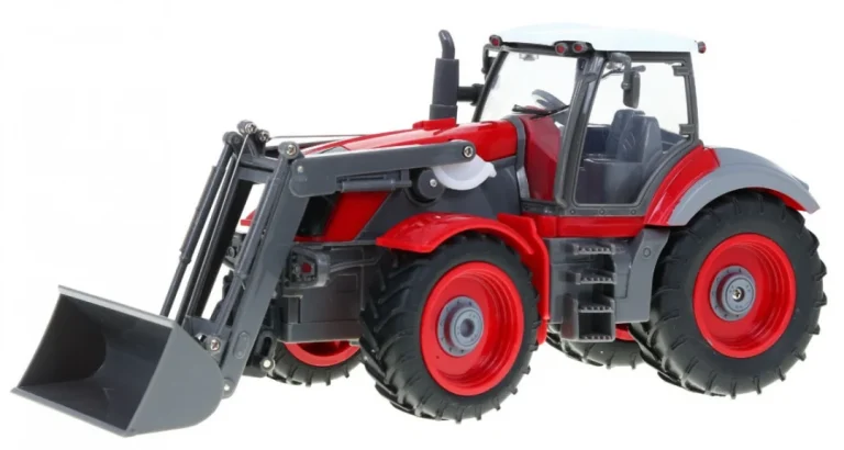 Traktor S Bagerom I Prikolicom Za Djecu 3+ Daljinski Upravljano + Pokretni Dijelovi Crveni 5