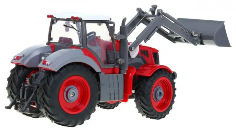 Traktor S Bagerom I Prikolicom Za Djecu 3+ Daljinski Upravljano + Pokretni Dijelovi Crveni 7