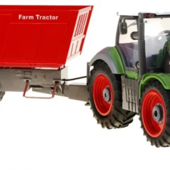 Traktor S Bagerom I Prikolicom Za Djecu 3+ Daljinski Upravljano + Pokretni Dijelovi Zelena I Crvena 2