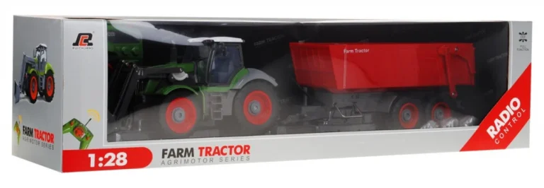 Traktor S Bagerom I Prikolicom Za Djecu 3+ Daljinski Upravljano + Pokretni Dijelovi Zelena I Crvena 6
