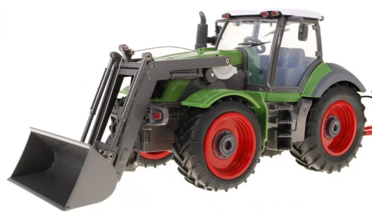 Traktor S Bagerom I Prikolicom Za Djecu 3+ Daljinsko Upravljanje + Pokretni Dijelovi Zeleni 10