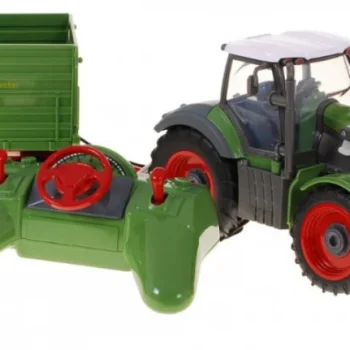 Traktor S Bagerom I Prikolicom Za Djecu 3+ Daljinsko Upravljanje + Pokretni Dijelovi Zeleni 11