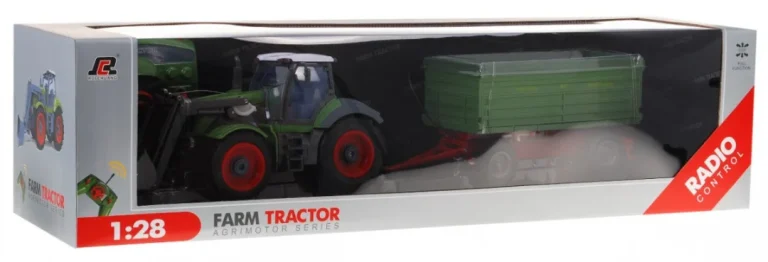 Traktor S Bagerom I Prikolicom Za Djecu 3+ Daljinsko Upravljanje + Pokretni Dijelovi Zeleni 3