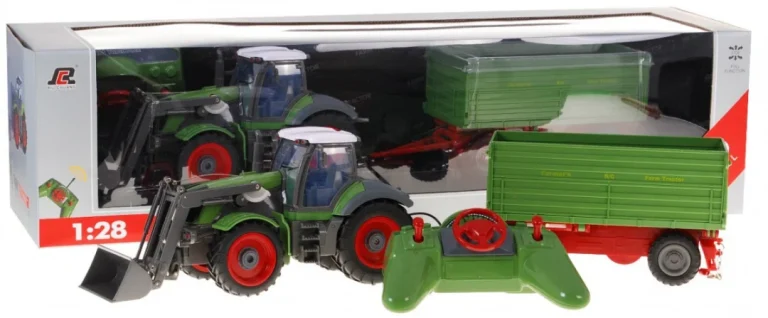 Traktor S Bagerom I Prikolicom Za Djecu 3+ Daljinsko Upravljanje + Pokretni Dijelovi Zeleni 4