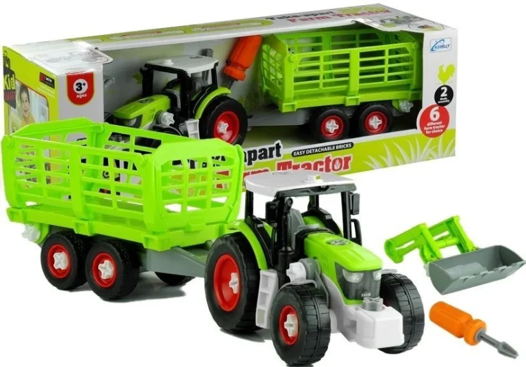 Traktor Za Sastavljanje S Otvorenom Prikolicom 43 Cm 6
