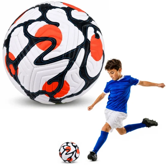 Trening Nogometna Lopta Bijelo Narančasta, 22 Cm, Veličina 5 1
