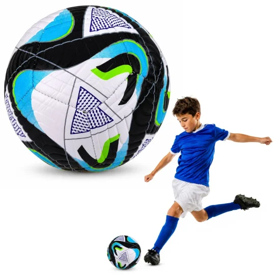 Trening Nogometna Lopta Crno Plava, 22 Cm, Veličina 5 1