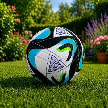 Trening Nogometna Lopta Crno Plava, 22 Cm, Veličina 5 4