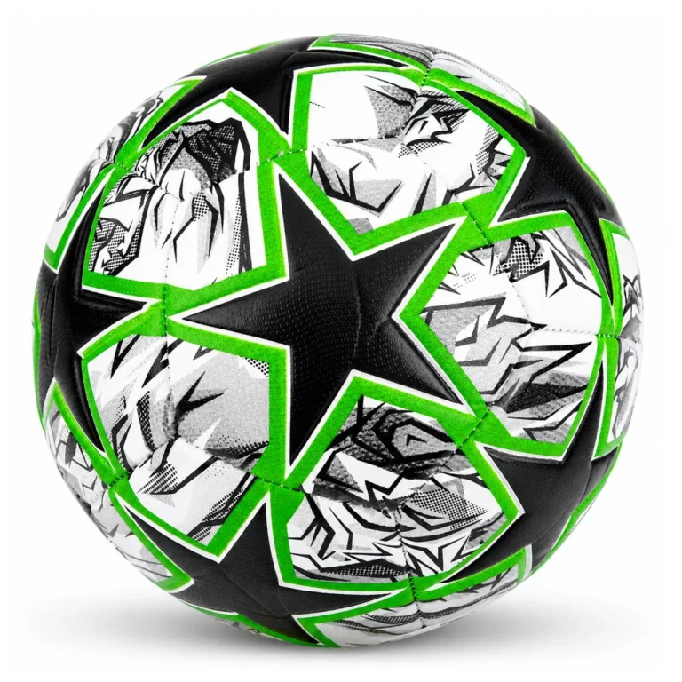 Trening Nogometna Lopta Crno Zelena Green Stars, 22 Cm, Veličina 5 5