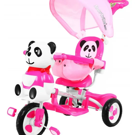 Tricikl Panda Ružičasti S Krovom I Ručkom 1