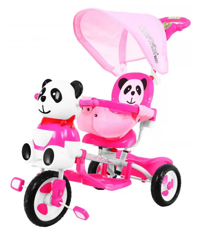 Tricikl Panda Ružičasti S Krovom I Ručkom 1