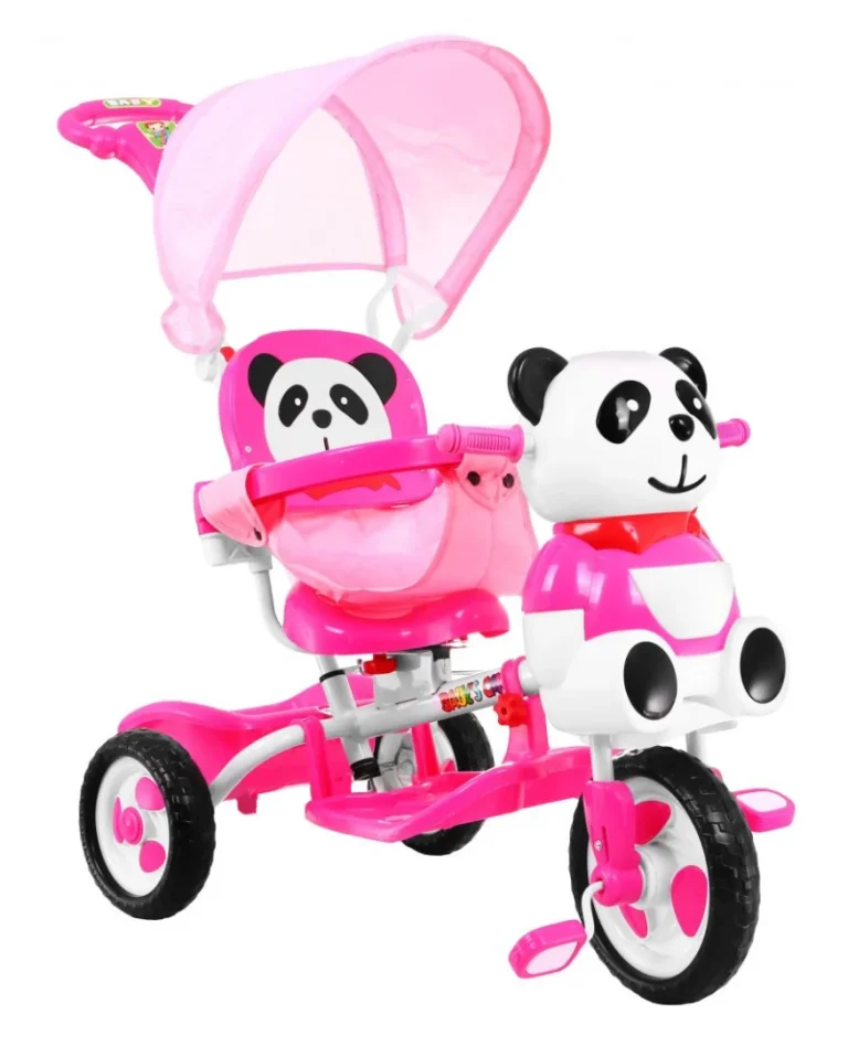 Tricikl Panda Ružičasti S Krovom I Ručkom 2