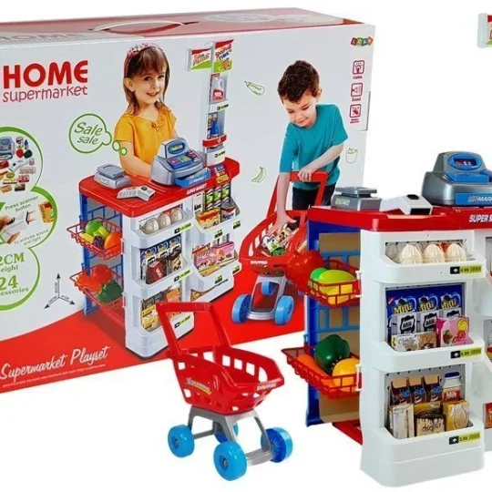 Tržnica Igračaka S Kolicima, Blagajnom, Skenerom, Kupovinom Namirnica 1