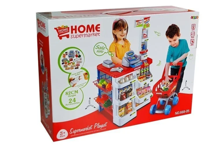 Tržnica Igračaka S Kolicima, Blagajnom, Skenerom, Kupovinom Namirnica 7