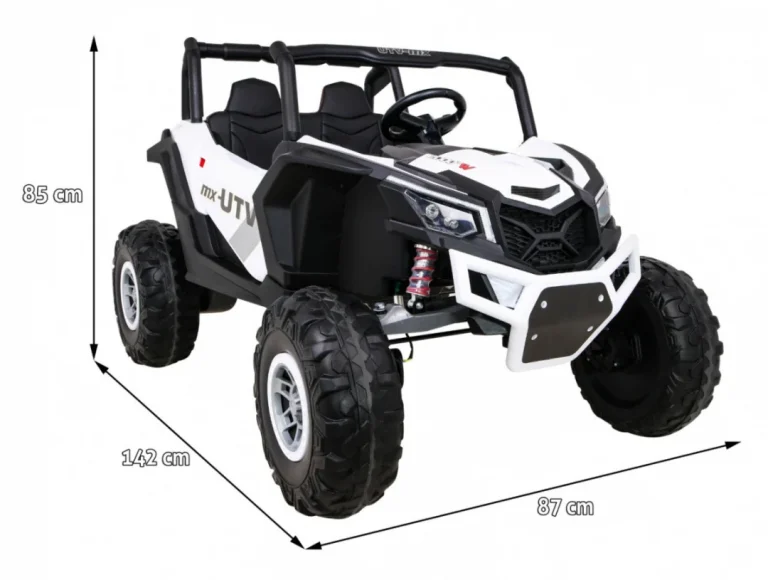 Utv Mx Dječji Akumulatorski Buggy Bijeli + 4x4 Pogon + Daljinski Upravljač + Audio Led + Kutija Za Pohranu + Eva + Spori Start, Bijela 2