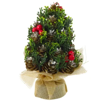 Umjetni Ukrasni češeri Za Božićno Drvce Od Crvenog Jarebika 17x10cm 3