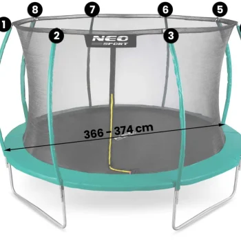 Unutarnja Mreža Za Trampolin Neo Sport 435 Cm, 14 Stopa, Siva, Var. 1835 2