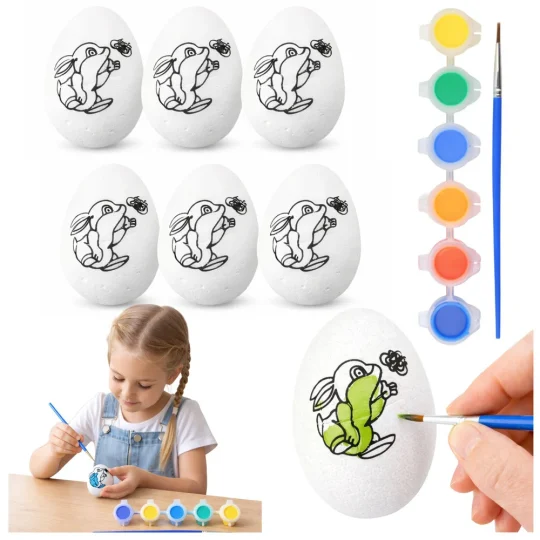 Uskrsna Stiroporna Jaja Za Bojanje Motiv Zeko S Bojama 6 Kom 1