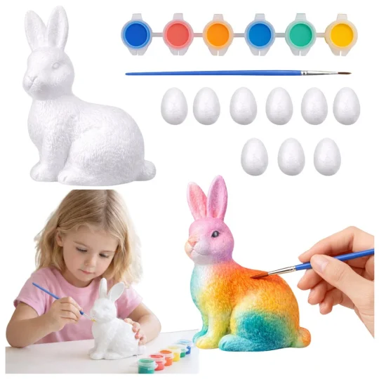 Uskrsni Set 9 Stiropornih Jaja I Figurica Zeca S 6 Boja 1