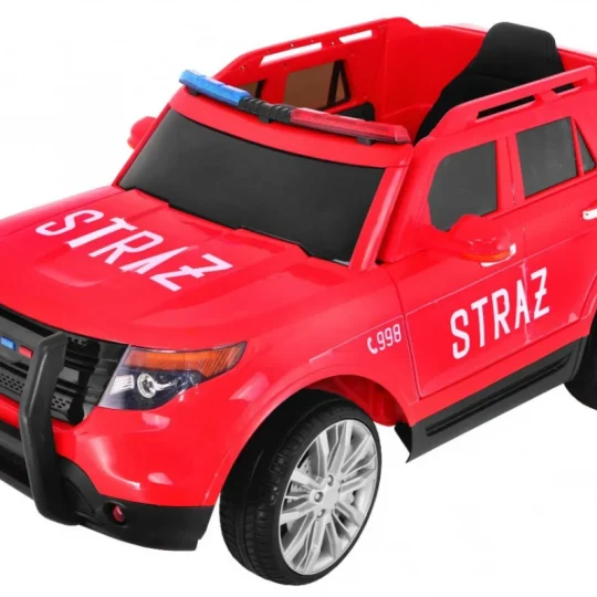 Vatrogasni Automobil Na Baterije Za Djecu Suv + Sirene + Svjetla + Megafon + Daljinski, Crvena 1