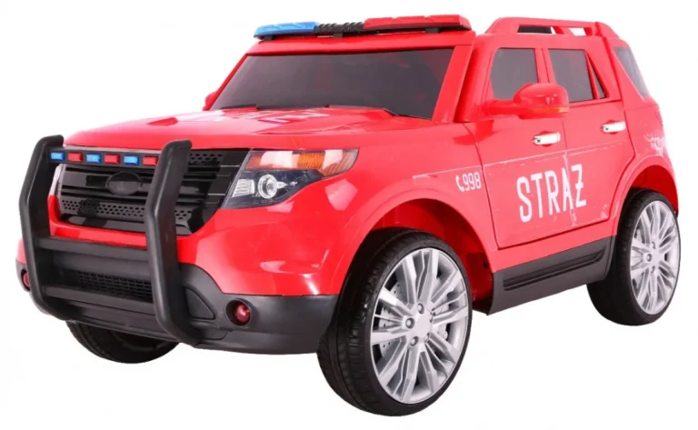 Vatrogasni Automobil Na Baterije Za Djecu Suv + Sirene + Svjetla + Megafon + Daljinski, Crvena 3