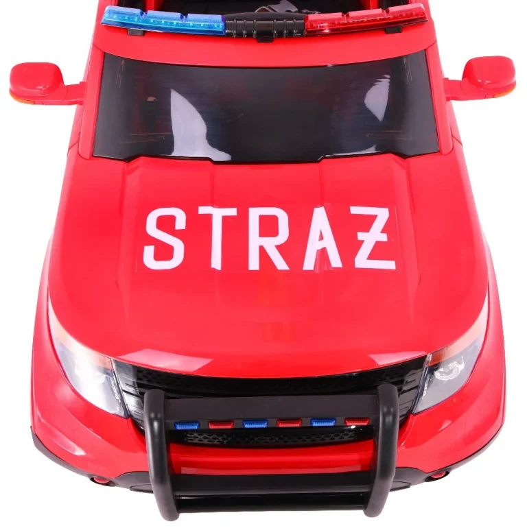 Vatrogasni Automobil Na Baterije Za Djecu Suv + Sirene + Svjetla + Megafon + Daljinski, Crvena 7
