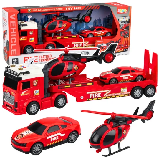 Vatrogasni Set, Vučni Kamion, Auto I Helikopter, Svjetla I Zvuk 1
