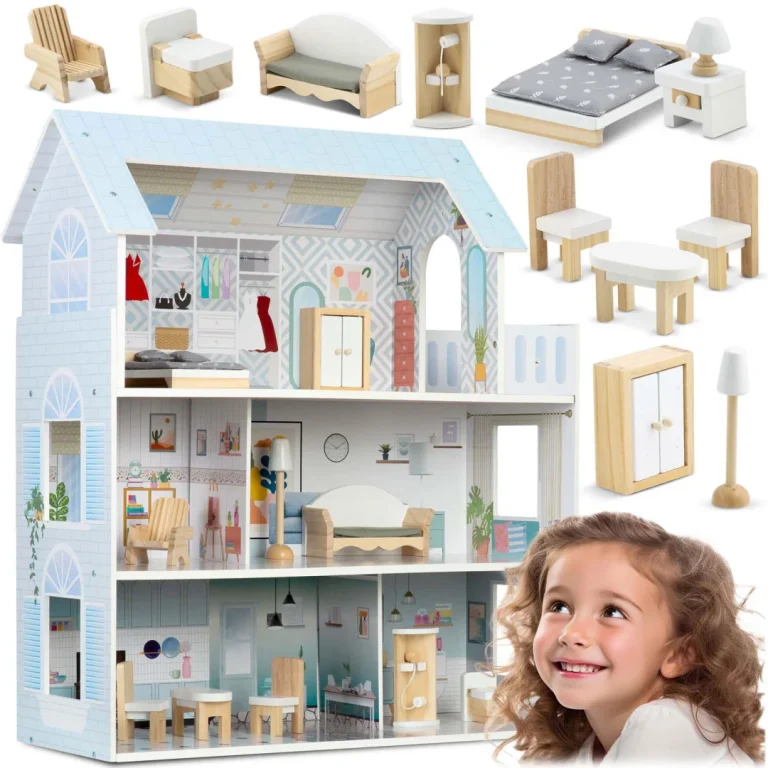 Velika Drvena Kućica Za Lutke Na 3 Kata Ricokids Rk 878, Siva, Var. 787801 1