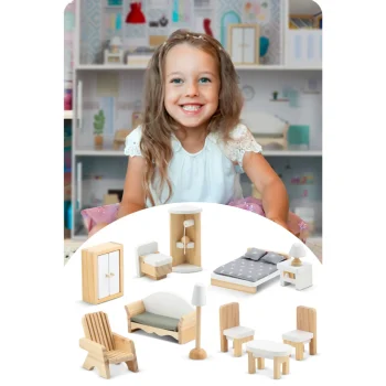 Velika Drvena Kućica Za Lutke Na 3 Kata Ricokids Rk 878, Siva, Var. 787801 11
