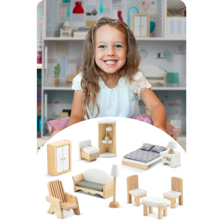 Velika Drvena Kućica Za Lutke Na 3 Kata Ricokids Rk 878, Siva, Var. 787801 11