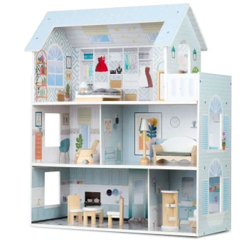 Velika Drvena Kućica Za Lutke Na 3 Kata Ricokids Rk 878, Siva, Var. 787801 3