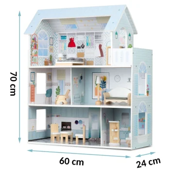 Velika Drvena Kućica Za Lutke Na 3 Kata Ricokids Rk 878, Siva, Var. 787801 4