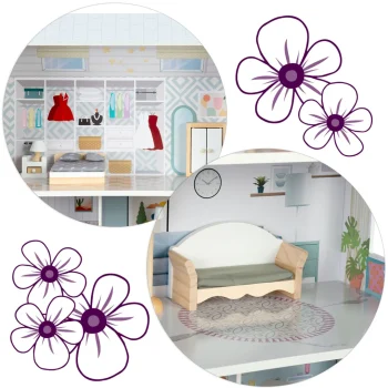 Velika Drvena Kućica Za Lutke Na 3 Kata Ricokids Rk 878, Siva, Var. 787801 8